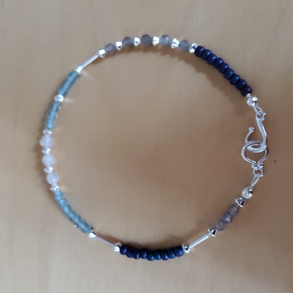 Sapphireskies Designs Handmade Sterling Labradorite Apatite Moonstone Bracelet